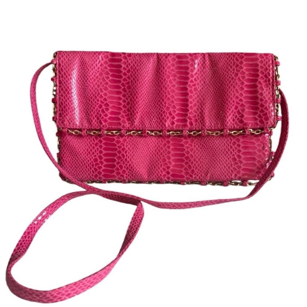 Nicki Minaj Pink Croc Embossed Crossbody Purse New